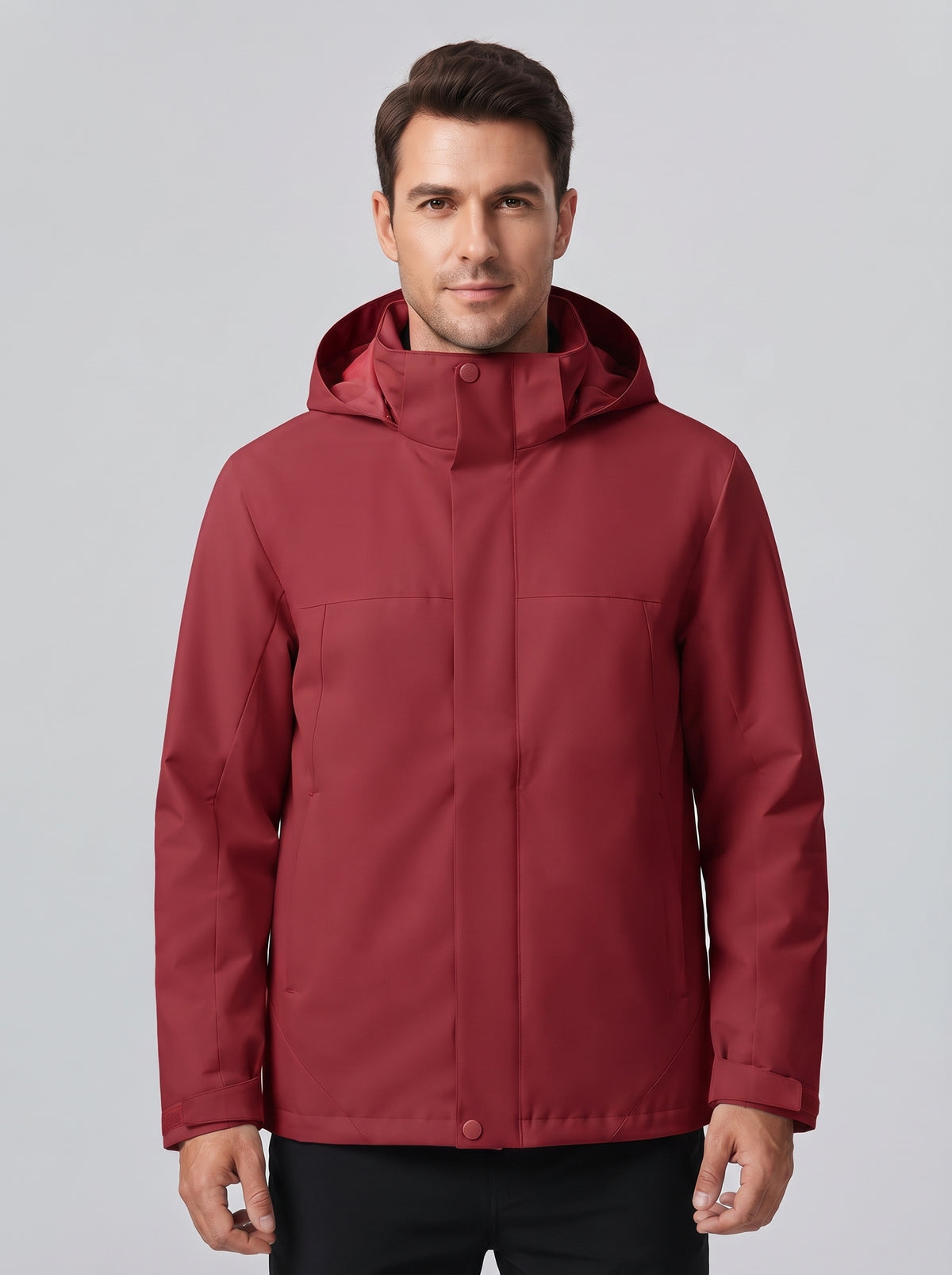 Chaqueta 3 en 1 con capucha, cremallera y bolsillos, burdeos