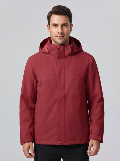 Chaqueta 3 en 1 con capucha, cremallera y bolsillos, burdeos