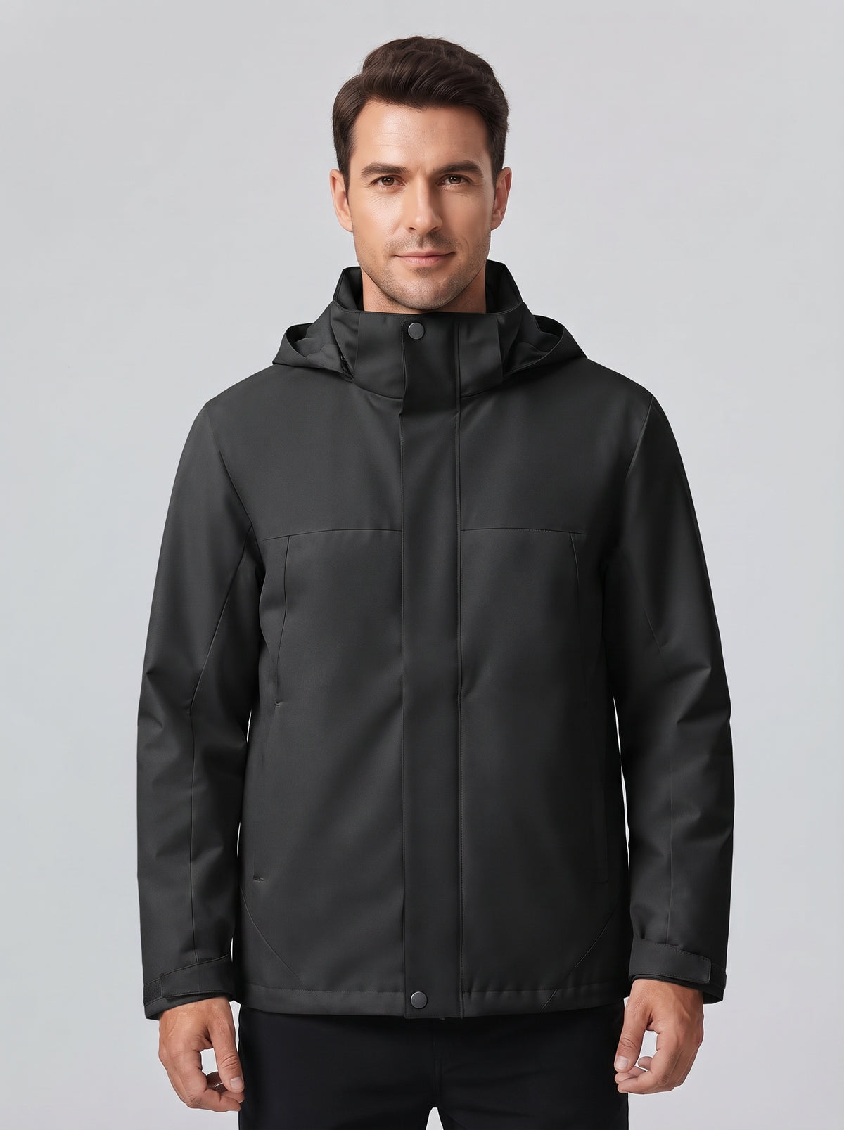 Chaqueta 3 en 1 con capucha, cremallera y bolsillos, gris oscuro