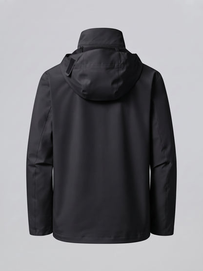 Chaqueta 3 en 1 con capucha y cremallera, bolsillos, negro