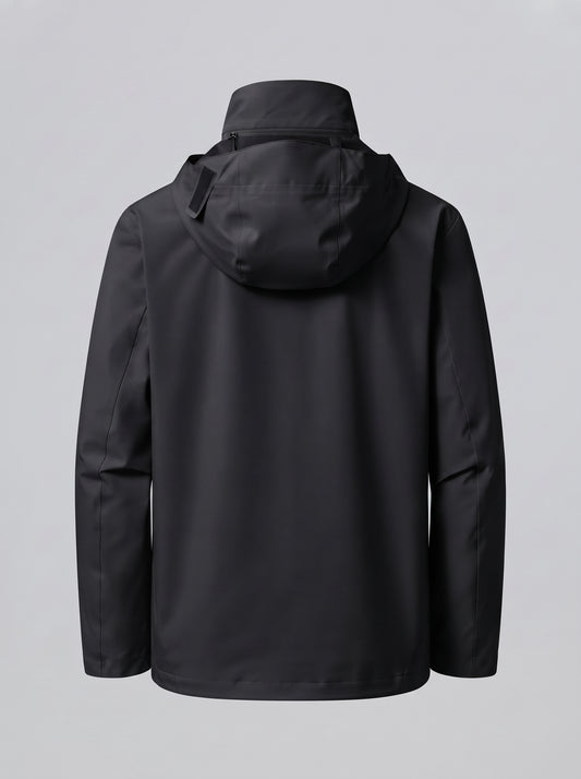 Chaqueta 3 en 1 con capucha y cremallera, bolsillos, negro