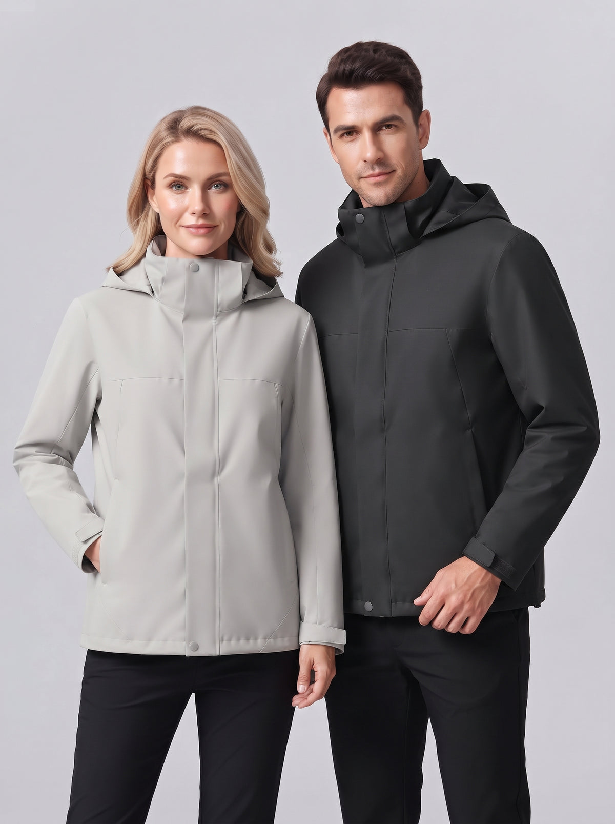 Chaqueta unisex 3 en 1 con capucha y cierre frontal, bolsillos laterales