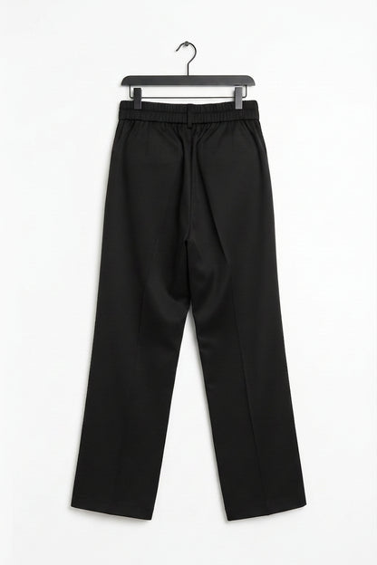 Pantalón de pierna ancha negro con cinturilla elástica y caída amplia