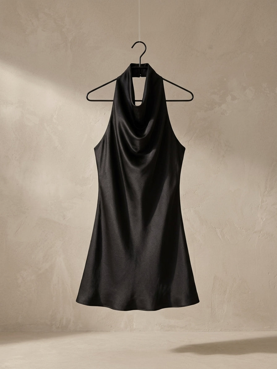 MIA | VESTIDO MINI HALTER SATINADO