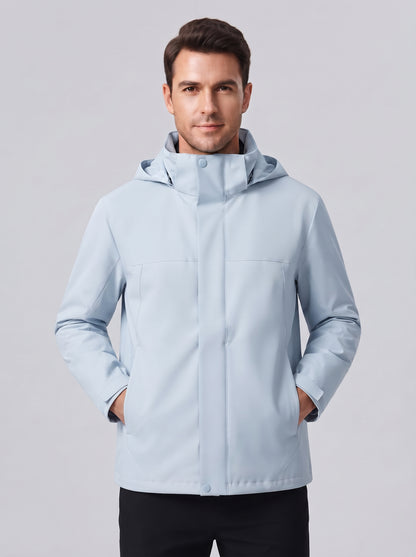 Chaqueta 3 en 1 con capucha, cremallera y bolsillos, azul hielo