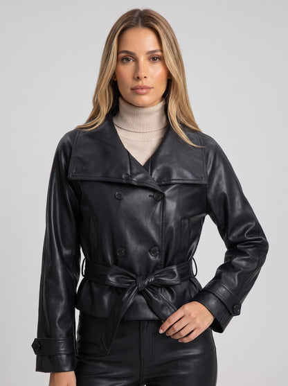 MARGOT | TRENCH CORTO EFECTO PIEL