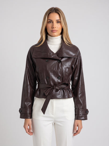 MARGOT | TRENCH CORTO EFECTO PIEL