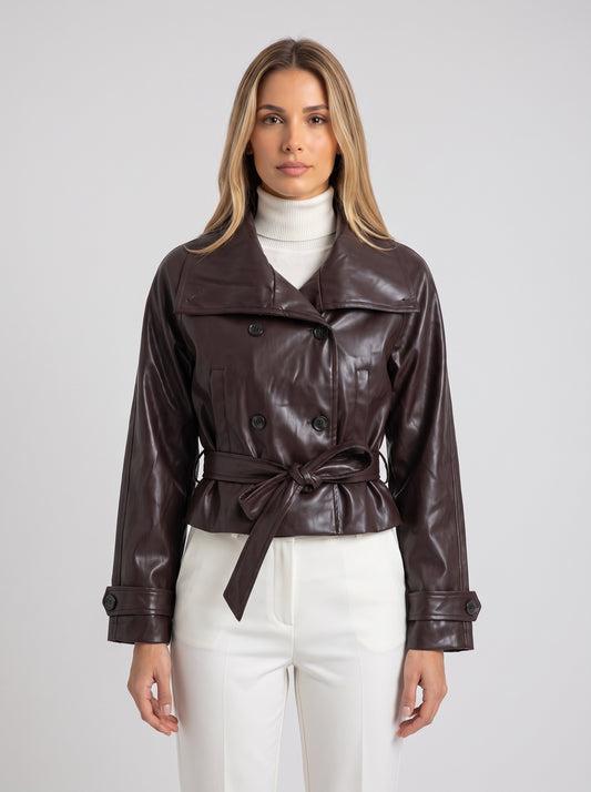 MARGOT | TRENCH CORTO EFECTO PIEL