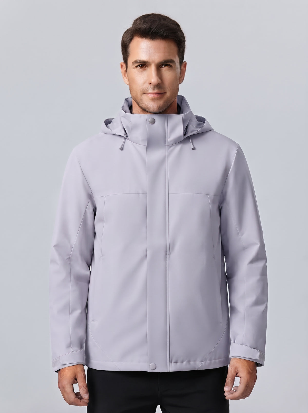 Chaqueta 3 en 1 con capucha, cremallera y bolsillos, lila claro