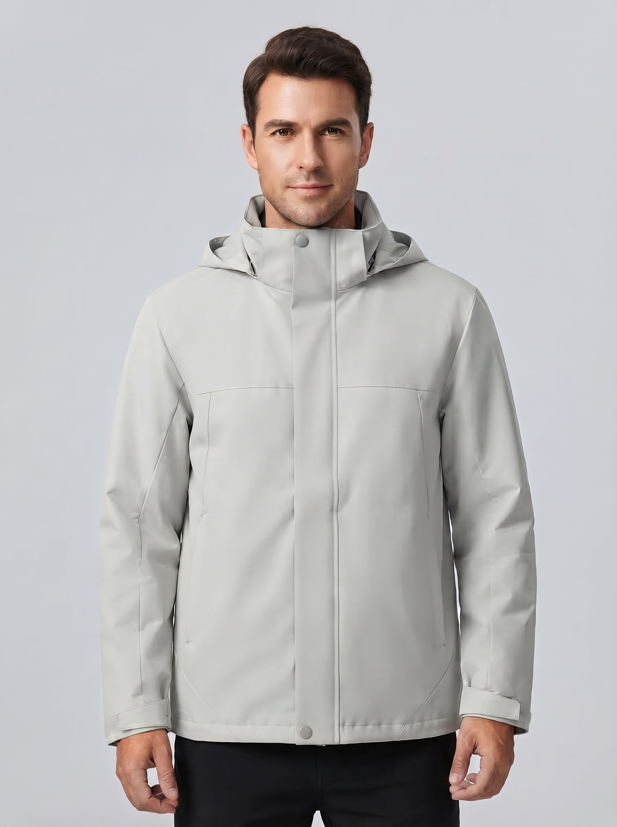 Chaqueta 3 en 1 con capucha, cremallera y bolsillos, gris claro