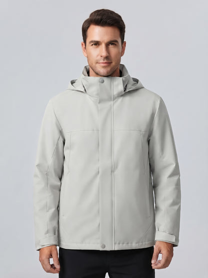 Chaqueta 3 en 1 con capucha, cremallera y bolsillos, gris claro