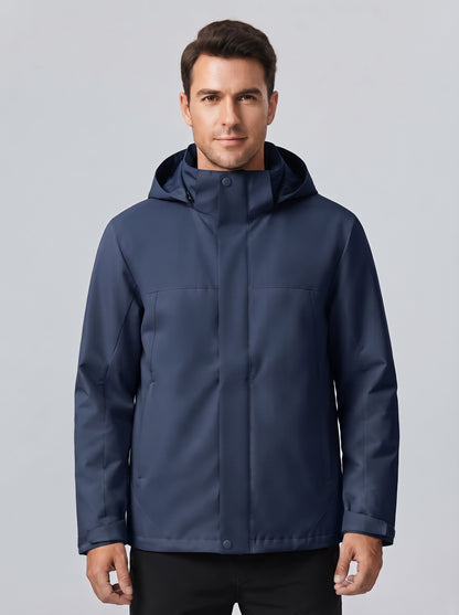 Chaqueta 3 en 1 con capucha, cremallera y bolsillos, azul marino