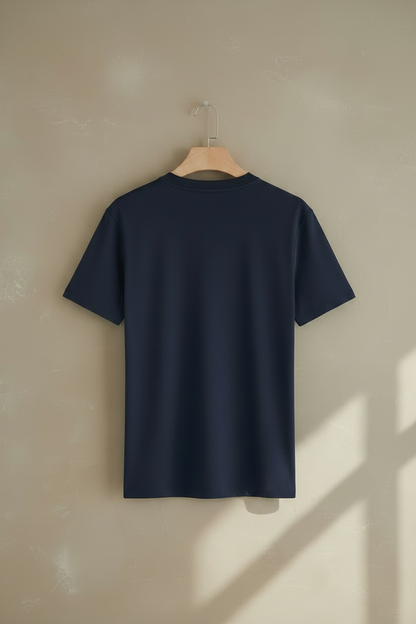 Camiseta básica slim fit de cuello redondo y manga corta, color azul marino oscuro