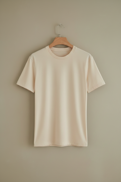Camiseta básica slim fit blanca, cuello redondo y manga corta