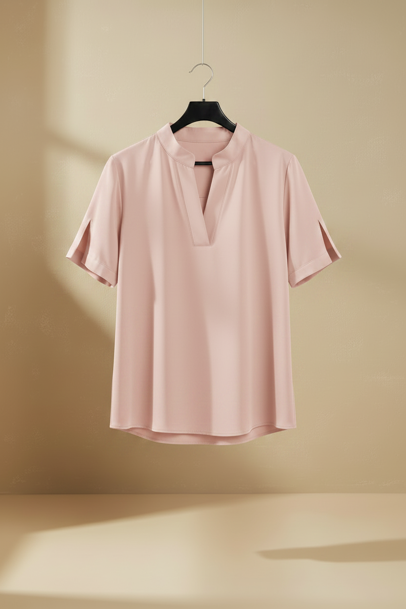 Blusa rosa percha negra