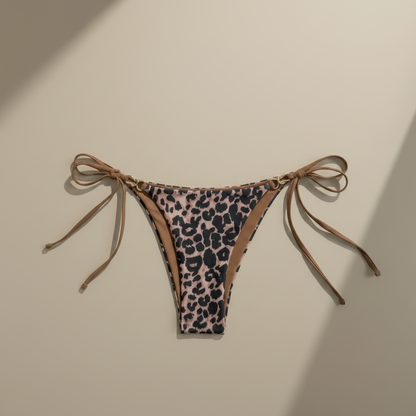 Braguita bikini con estampado leopardo y lazos laterales ajustables