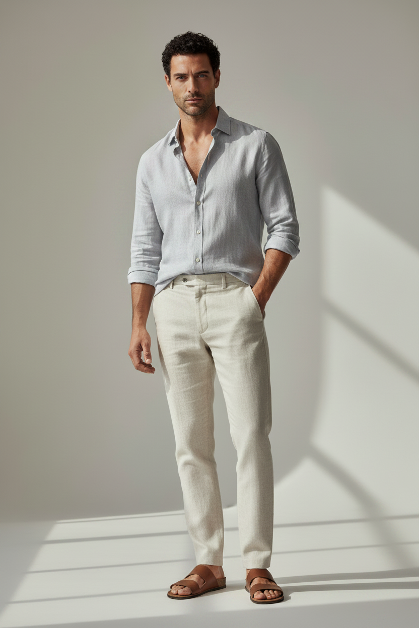 Camisa gris claro