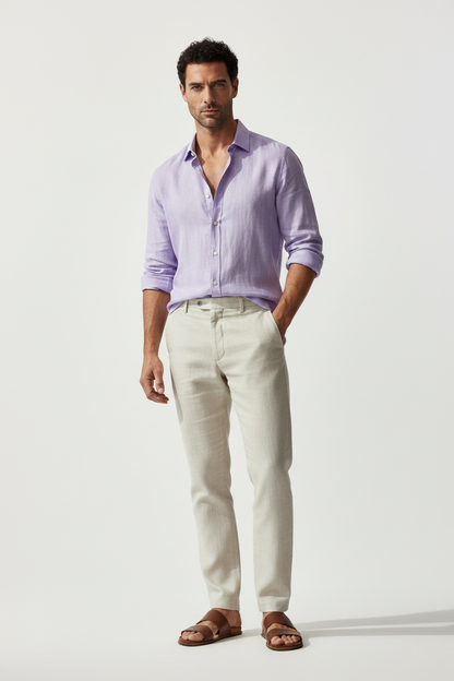 Camisa lino lila