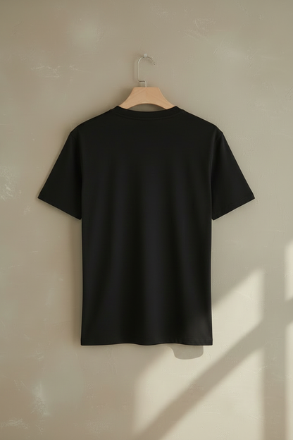 Camiseta básica slim fit de cuello redondo y manga corta, color negro