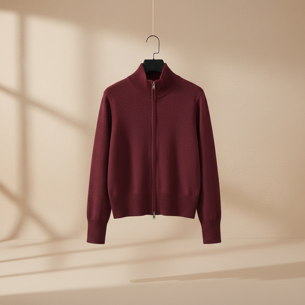Chaqueta burdeos doble cremallera