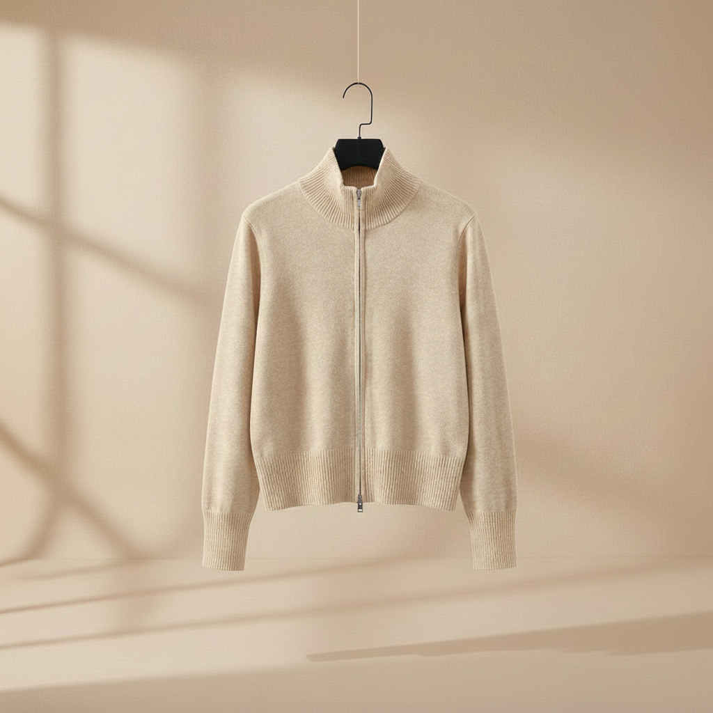 Chaqueta crema doble cremallera
