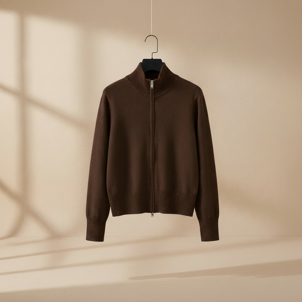 Chaqueta marrón doble cremallera