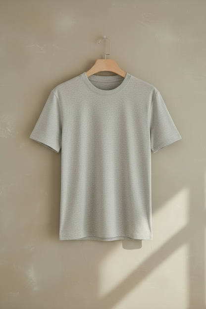 Camiseta básica slim fit de cuello redondo y manga corta, color gris claro