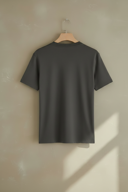 Camiseta básica slim fit de cuello redondo y manga corta, color gris oscuro