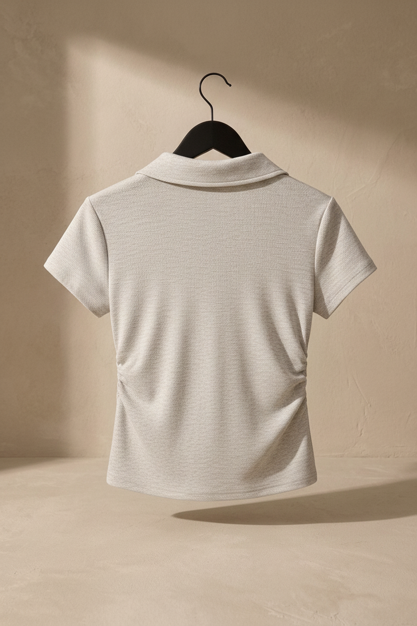 Polo crop fruncido — vista trasera