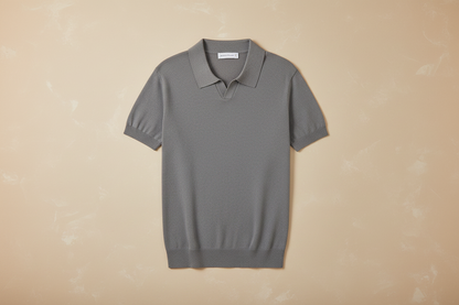 Polo slim fit DANTE gris oscuro, cuello tipo camisa y manga corta.