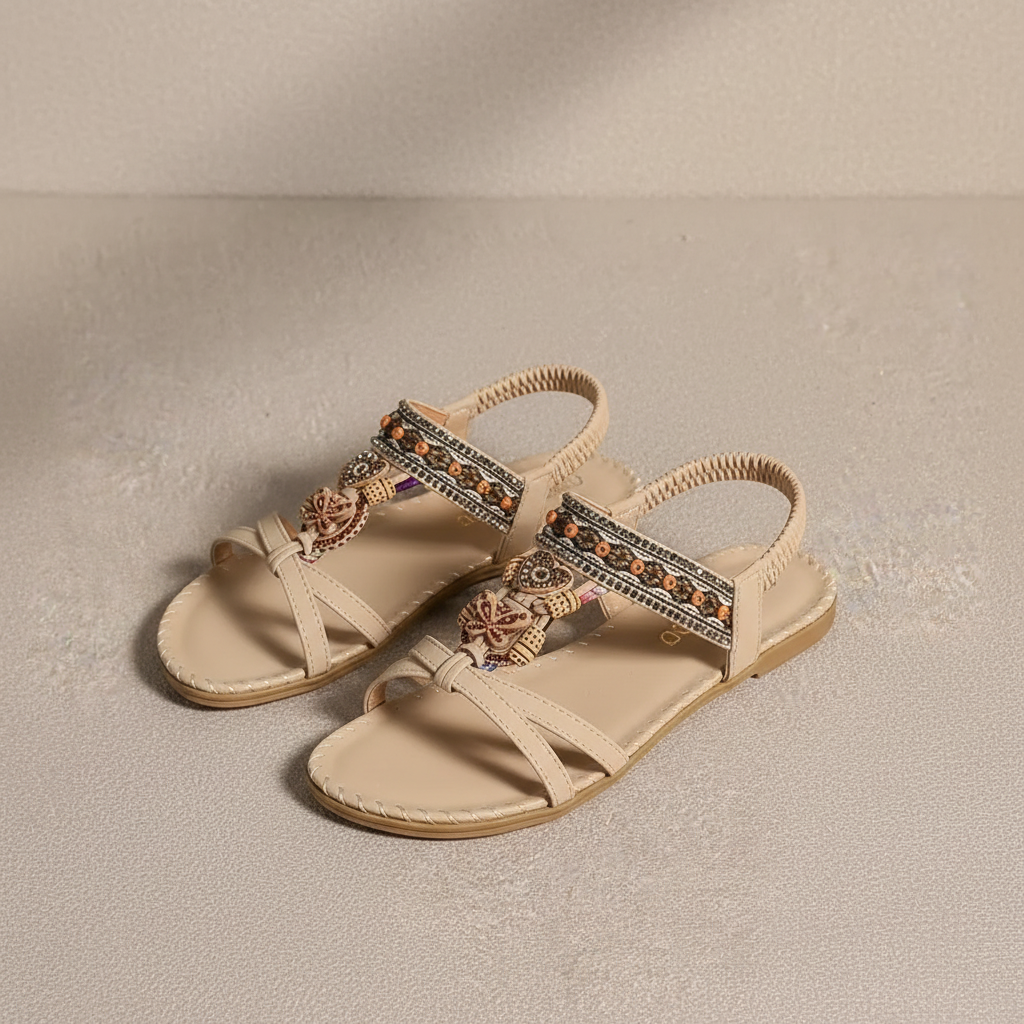 Sandalia beige sin pies