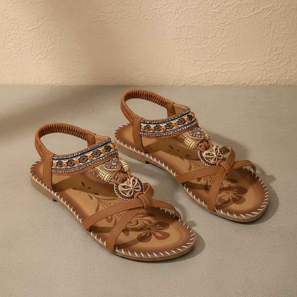 Sandalia camel sin pies