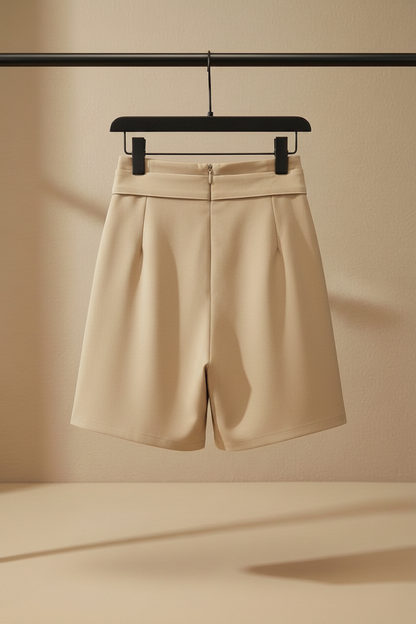 Bermuda regular fit beige lisa con cinturilla