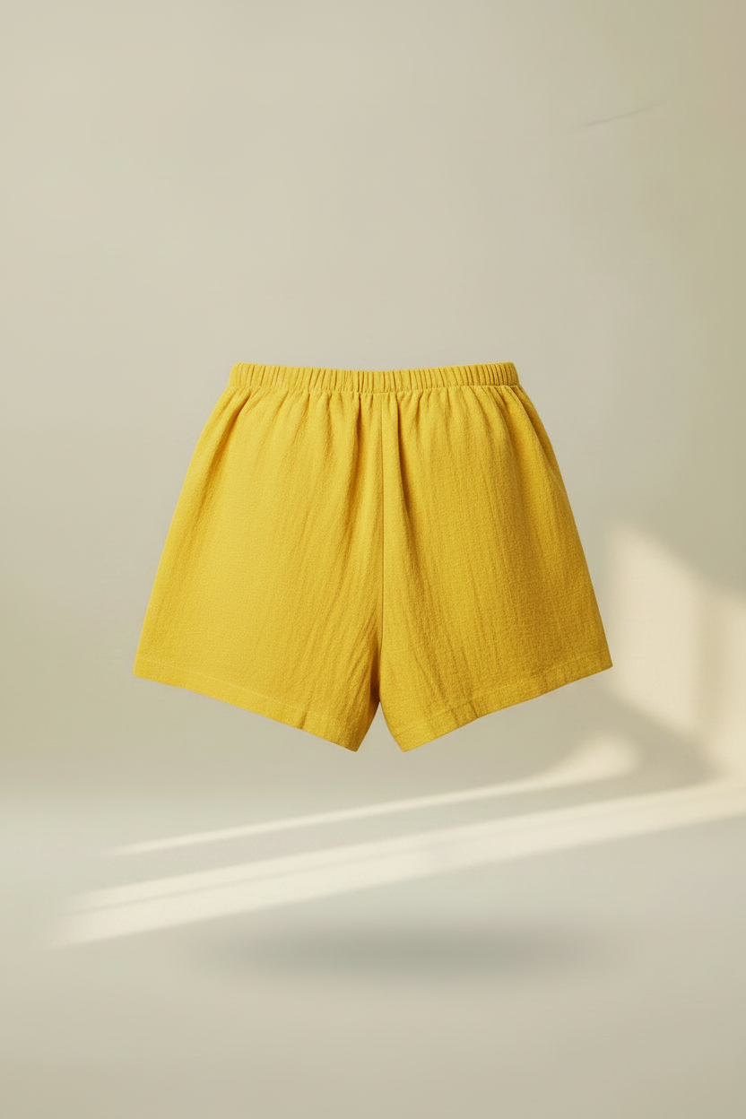 Shorts lino amarillo trasera