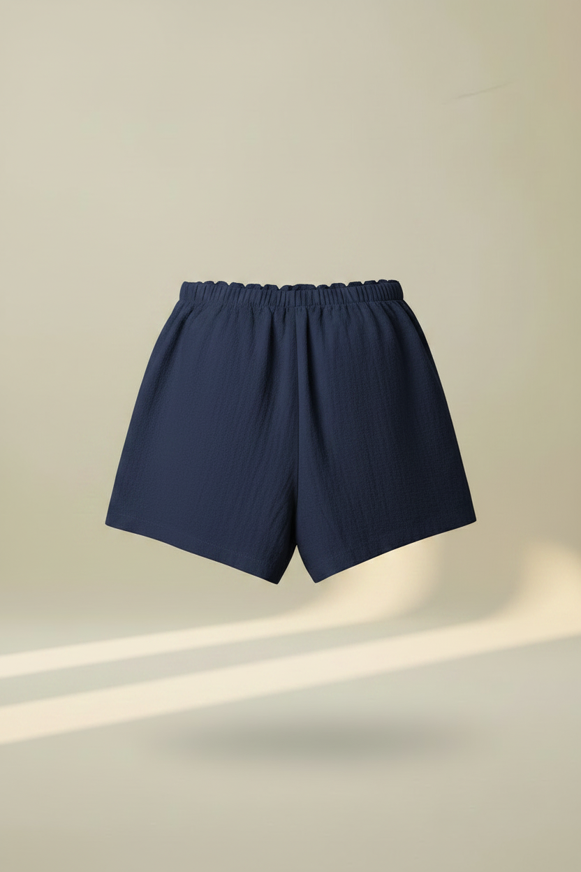 Shorts lino azul marino trasera