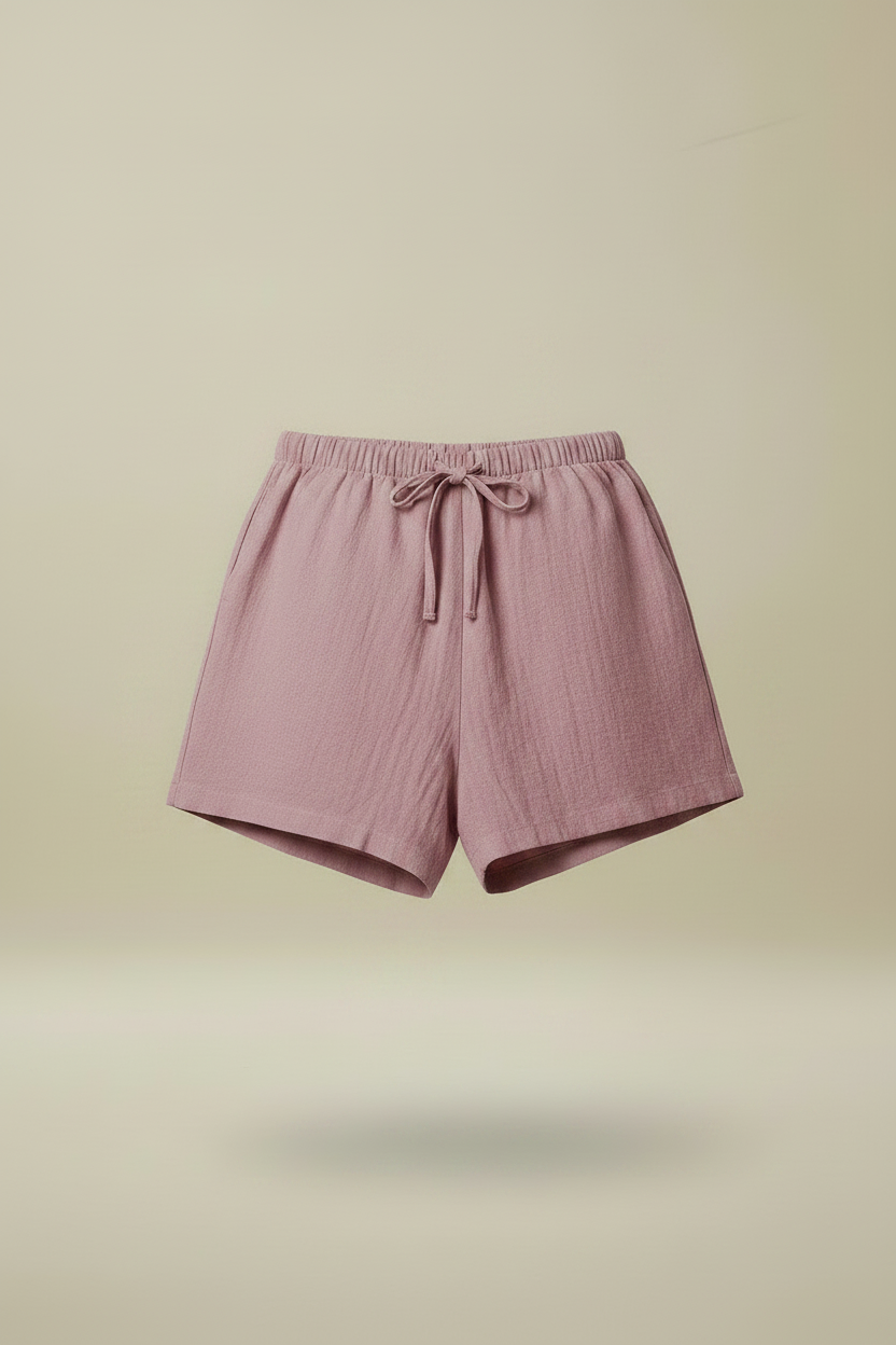 Shorts lino malva apagado delantera