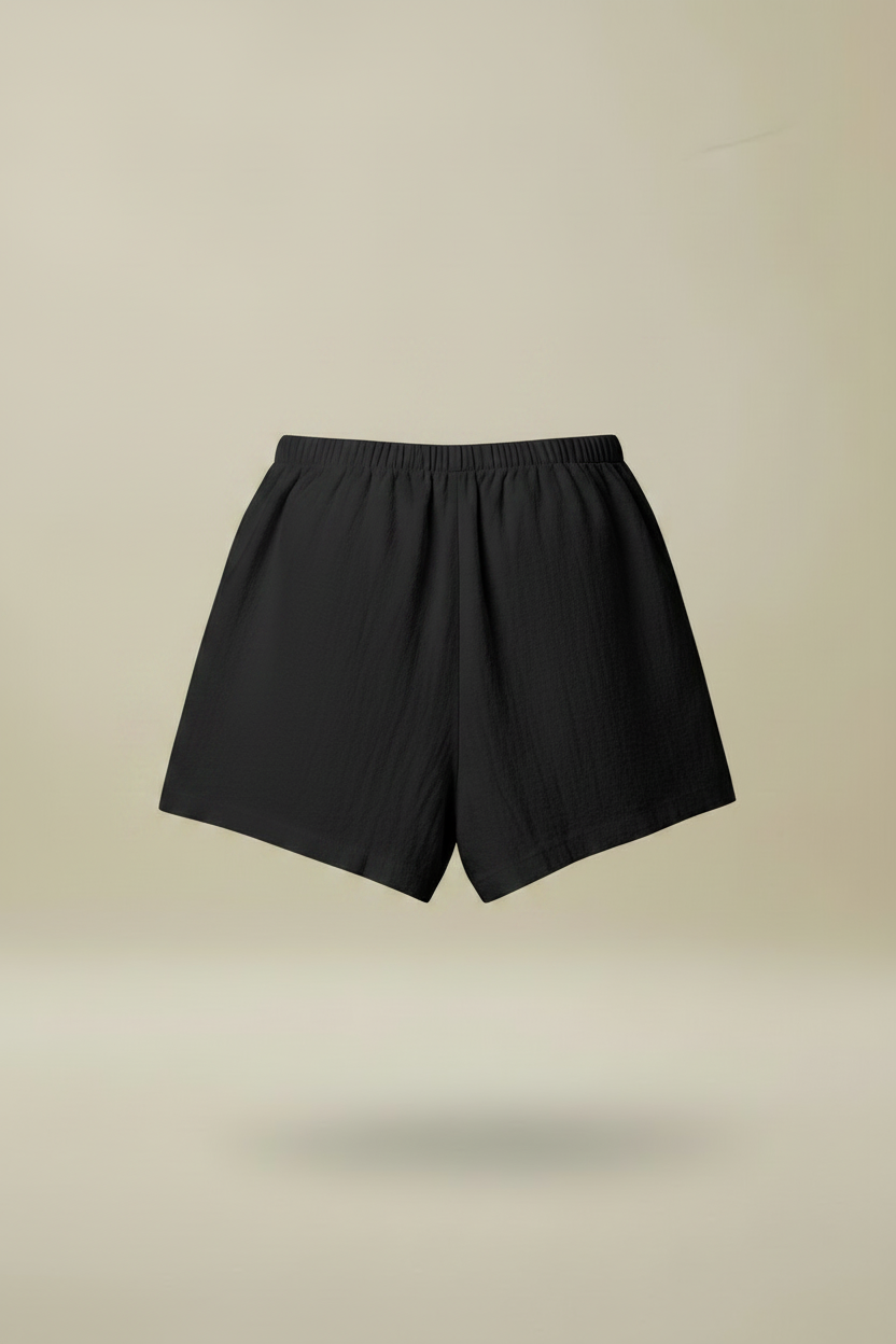 Shorts lino negro trasera