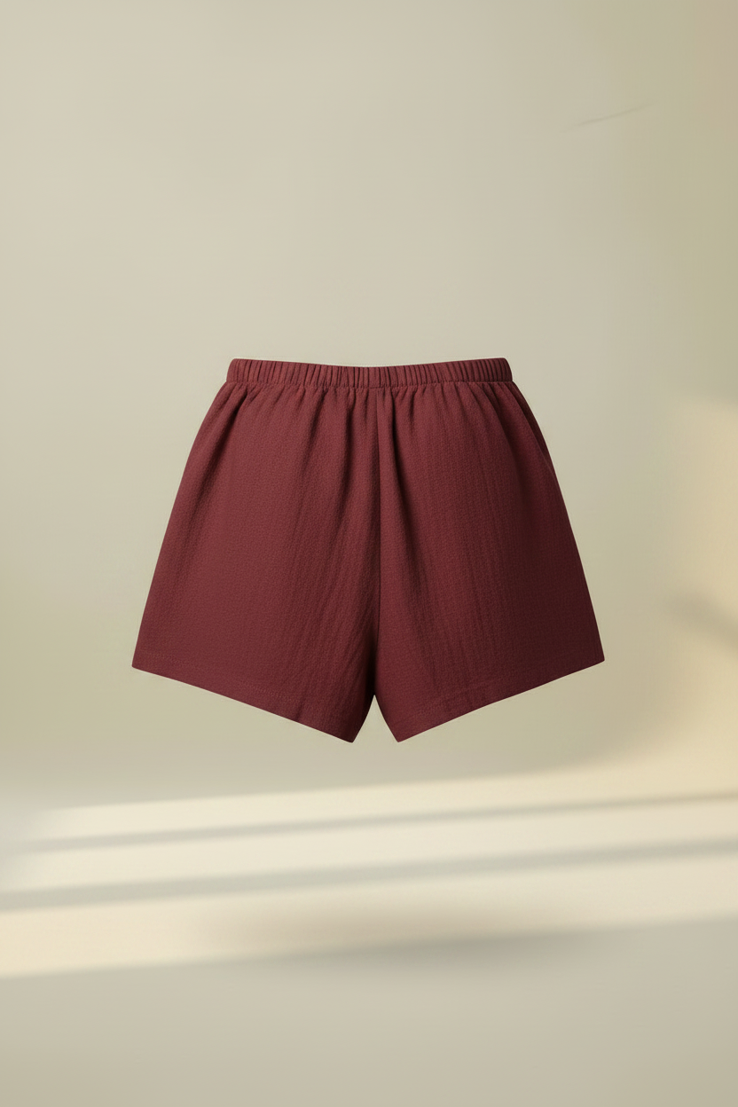Shorts lino rojo vino trasera