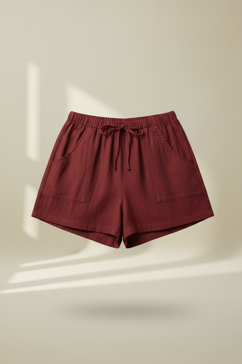 Shorts lino rojo vino
