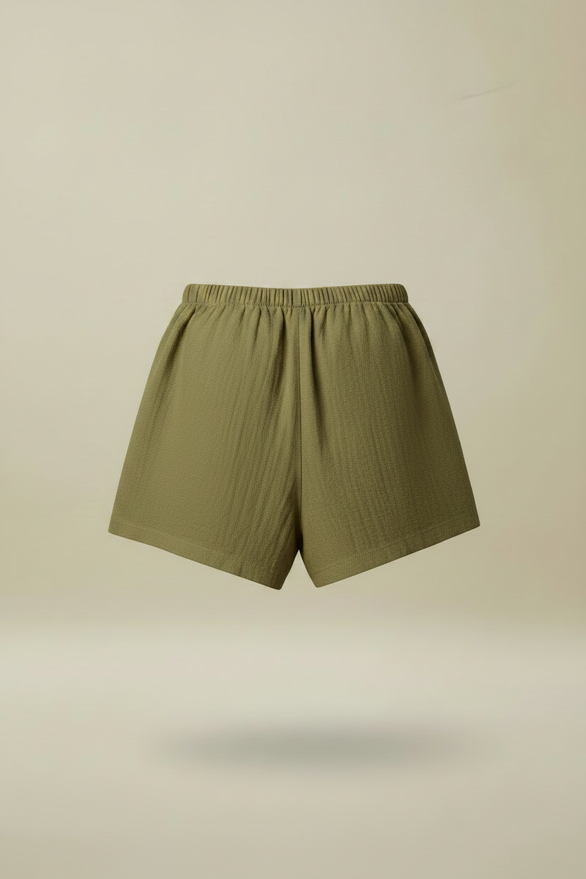 Shorts lino verde oliva trasera