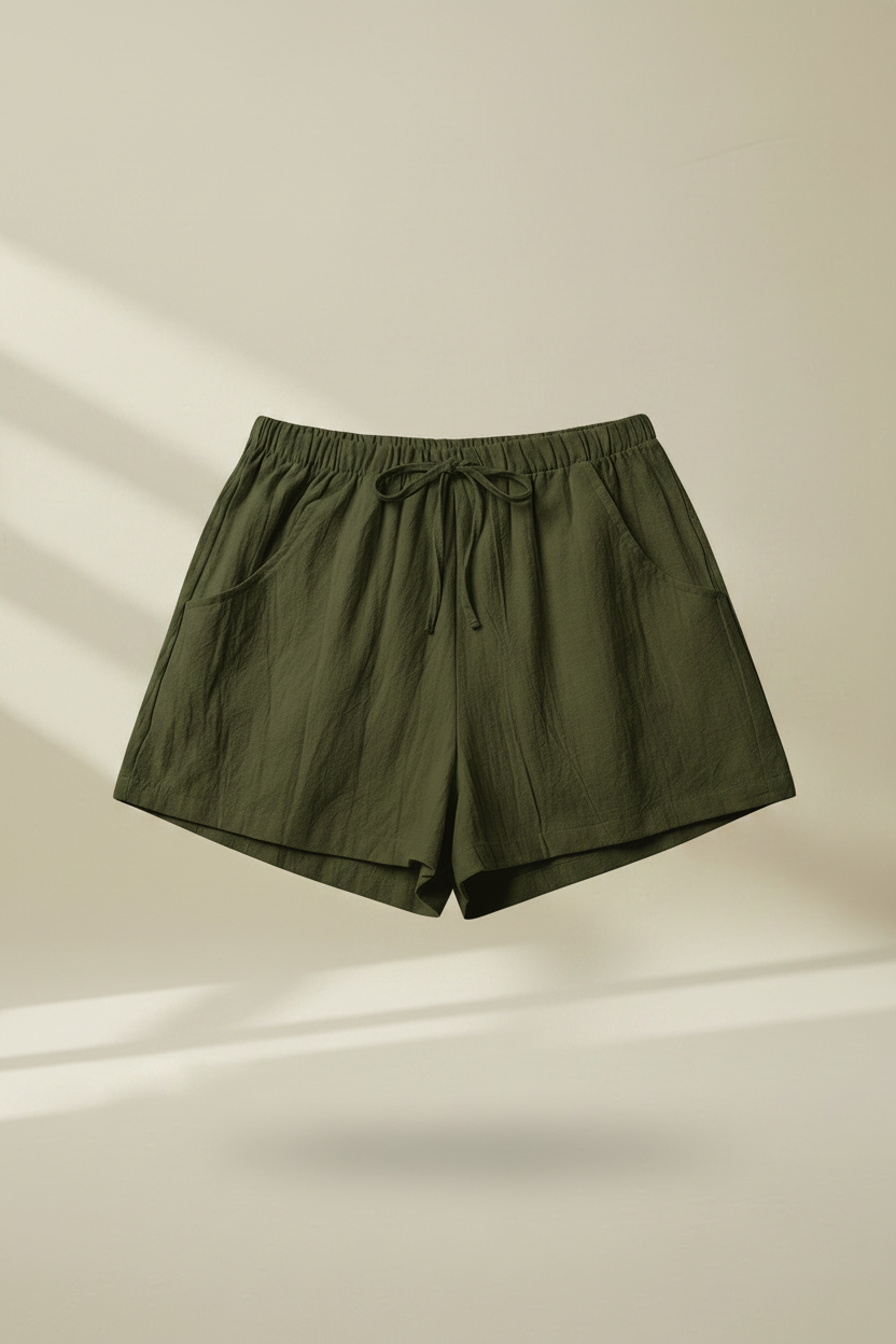 Shorts lino verde oliva