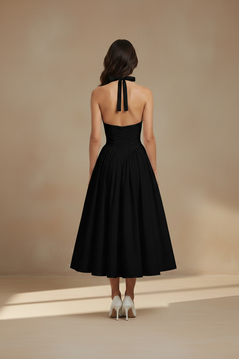 Vestido negro halter - pose 3