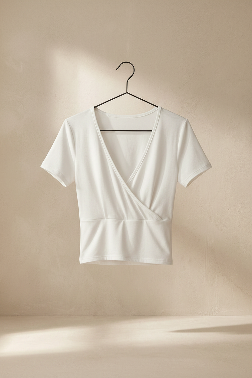 Wrap crop top blanco