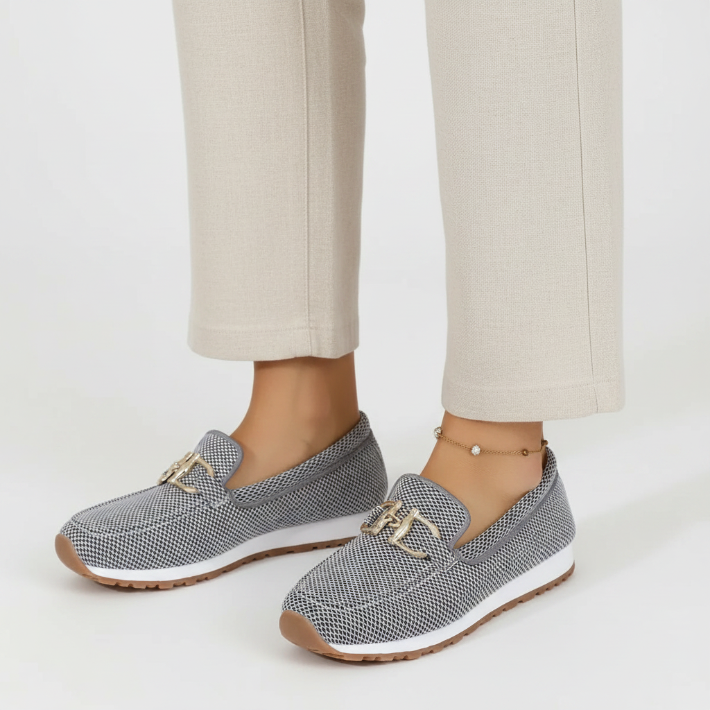 Zapatilla gris - lino perla